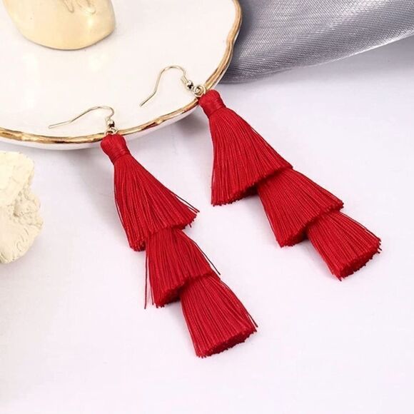 Boho Dangle Tassel Earrings - Picture 1 of 3